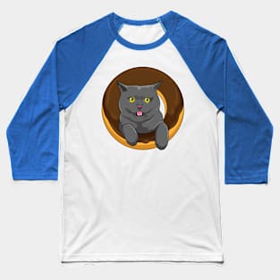 Cat with Donut Baseball T-Shirt